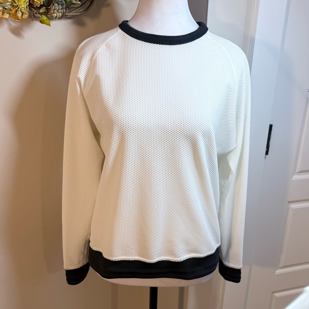 rag & bone White Crewneck Sweater with Black Trim